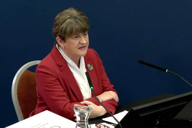 Arlene Foster at today's inquiry