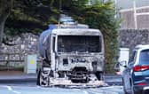 The remains of the oil tanker on Mourneview Avenue in Lurgan (Jonathan Porter/PressEye)