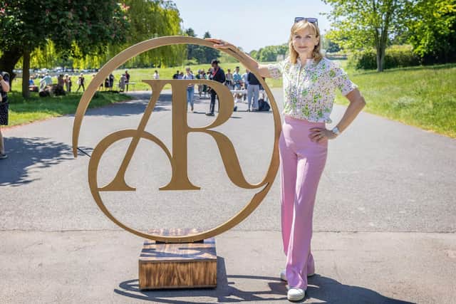 Fiona Bruce with the Antiques Roadshow logo. The Antiques Roadshow team is hitting stately homes and castles throughout the UK this summer to value the public's hidden treasures for a 47th series
