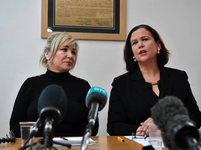 Sinn Fein president Mary Lou McDonald and Vice President Michelle O'Neill. Donations to the party dwarfed those to other NI parties last year. (Photo by Charles McQuillan/Getty Images)