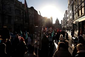 Picture by Kelvin Boyes / PressEye - Belfast city centre during Northern Ireland's January 18 strike