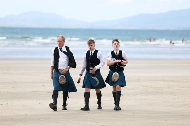 Orangemen and supporters take part in the annual Rossnowlagh procession, in Donegal