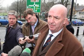 Sunday World Northern Editor Jim McDowell speaks to journalists following the inquest into the death of reporter Martin O'Hagan, at Armagh Coroners court, Armagh.