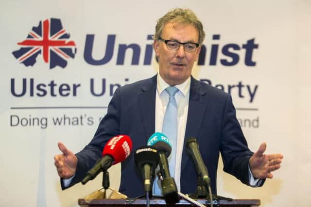 Strangford MLA Mike Nesbitt announcing his decision to quit as Ulster Unionist leader.