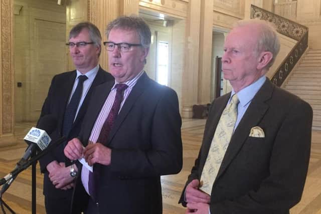 The Ulster Unionist Party's Tom Elliott, Mike Nesbitt and Lord Empey