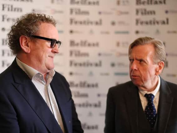 Colm Meaney (left) and Timothy Spall before the UK premiere of The Journey at The Movie House in Belfast