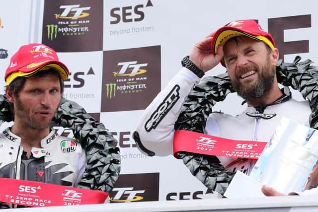 After withdrawing from the Senior TT, Guy Martin did compete in the TT Zero race, finishing as the runner-up behind his Mugen team-mate Bruce Anstey.