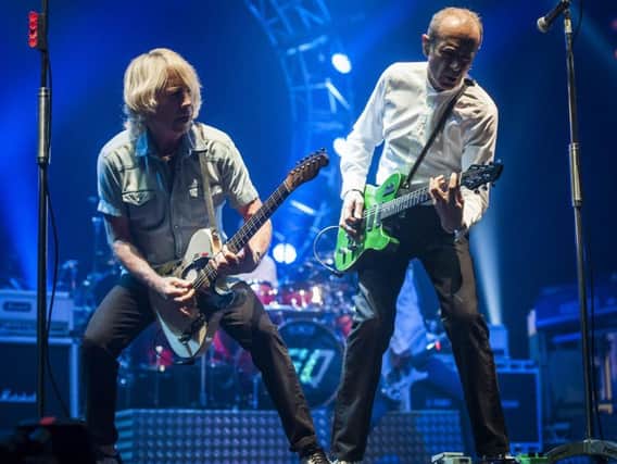 Rick Parfitt (left) and Francis Rossi of Status Quo on stage at the Isle of Wight Festival
