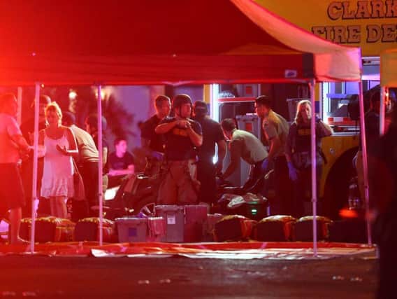 Medics treat the wounded in Las Vegas