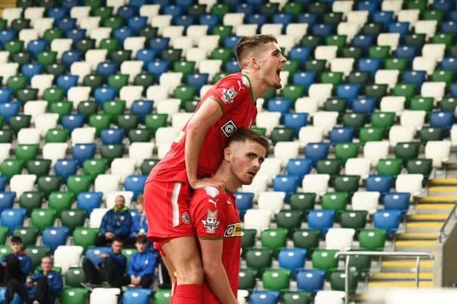 Cliftonville celebrate after scoring