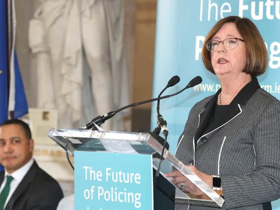 Undated handout photo issued by Commission on the Future of Policing in Ireland of Commission chair Kathleen OToole during their conference.