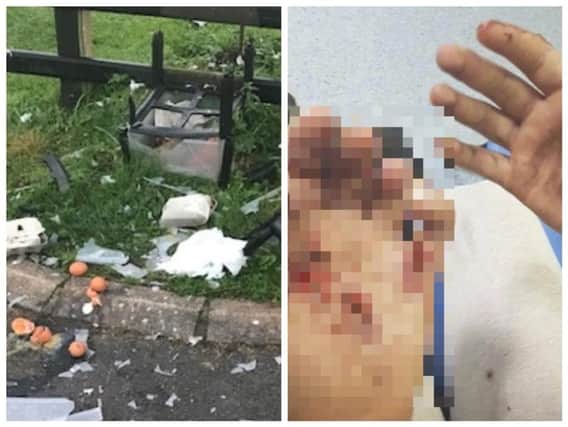 The image on the left shows the aftermath of the explosion whilst the photo on the right was taken after a similar but unrelated incident. (Photos: PSNI)