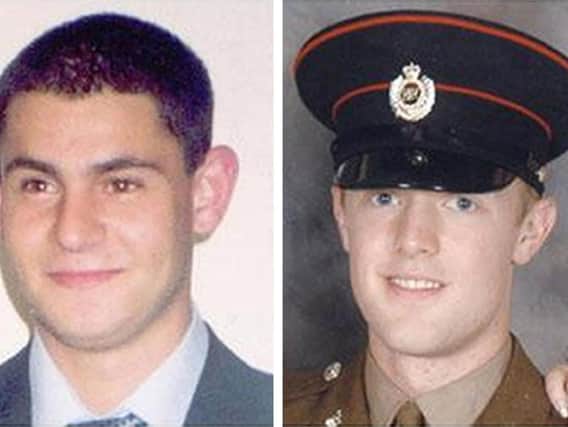 Sappers Patrick Azimkar (left) and Mark Quinsey, who were shot dead outside the Massereene Barracks in Antrim in March 2009.