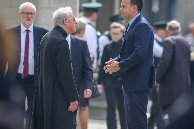 Taoiseach, Leo Varadkar, arrives at Lyra McKee's funeral.