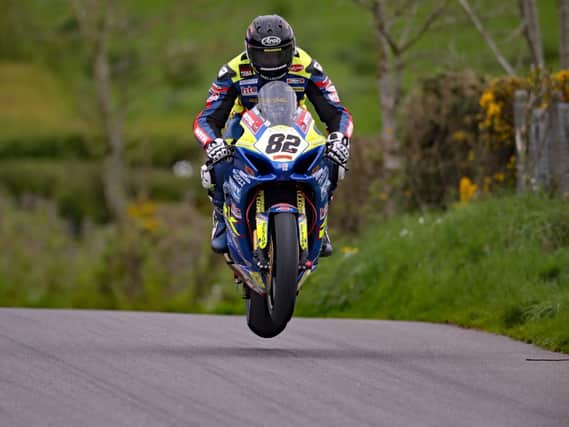 Derek Sheils claimed Superbike pole on the Burrows Engineering/RK Racing Suzuki during practice at the KDM Hire Cookstown 100 on Friday. Pictures: Pacemaker Press.