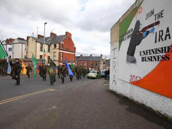 Republicans take part in the Saoradh National Easter Commemoration in Londonderry in 2017. (Photo: Presseye)