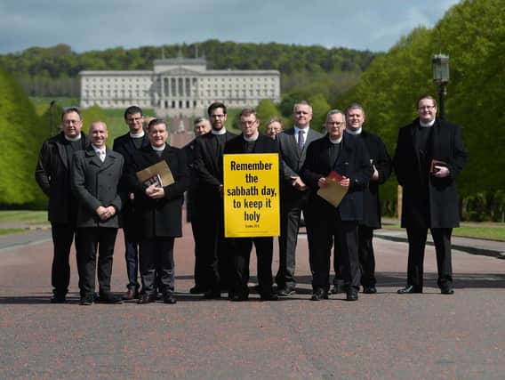 An image from the protest staged by members of the Free Presbyterian Church in Stormont on Friday