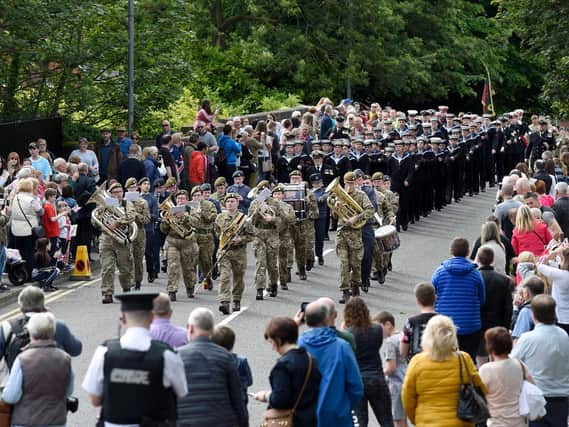 Music played a large part of the Armed Forces Day parade.  Photo:  McAuley Multimedia.