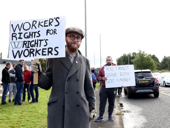Protest outside Green Pastures over Wrightbus redundancies