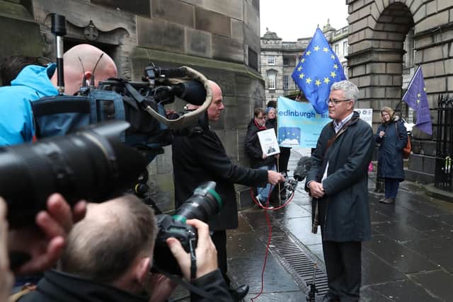 Jolyon Maugham QC outside the Court of Session in Edinburgh, where the court is hearing arguments on a legal action which seeks to ensure Prime Minister Boris Johnson requests an extension to the Article 50 process if he refuses to abide by the terms of the Benn Act. (Photo: P.A. Wire)
