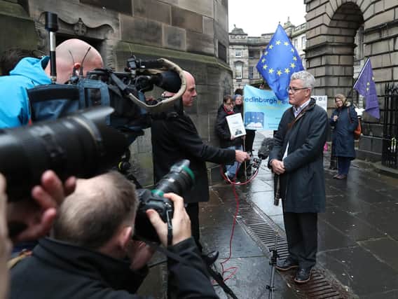 Jolyon Maugham QC outside the Court of Session in Edinburgh, where the court is hearing arguments on a legal action which seeks to ensure Prime Minister Boris Johnson requests an extension to the Article 50 process if he refuses to abide by the terms of the Benn Act. (Photo: P.A. Wire)