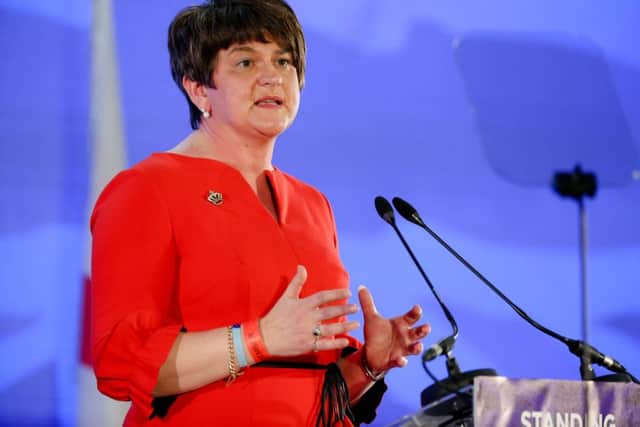 Mrs Foster during her keynote speech, which was the last major event in the DUP conference. In the address to party delegates, she repeatedly rounded on Sinn Fein.

Picture: PressEye/Philip Magowan