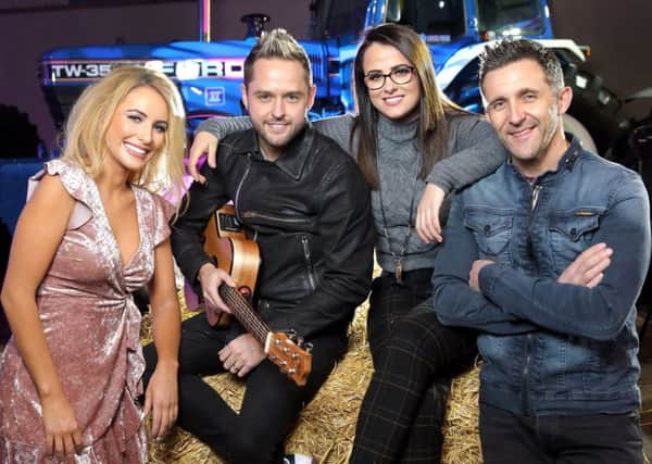 Cliona Hagan, Derek Ryan, Lisa McHugh and Johnny Brady at the launch of the 2018 'Farmers' Bash' concert, to take place at the SSE Arena, Belfast, next October. Picture: Cliff Donaldson