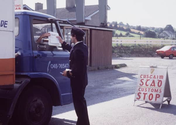A customs border post between Northern Ireland and the Republic near Newry in the 1980s