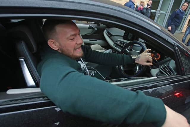Conor McGregor leaving Blanchardstown District Court in Dublin, where he was facing a speeding charge