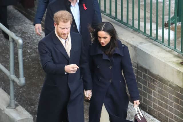 Prince Harry and Meghan Markle arrive at Nottingham Station ahead of their first official engagement together. PRESS ASSOCIATION Photo. Picture date: Friday December 1, 2017. See PA story ROYAL Wedding. Photo credit should read: Steve Parsons/PA Wire