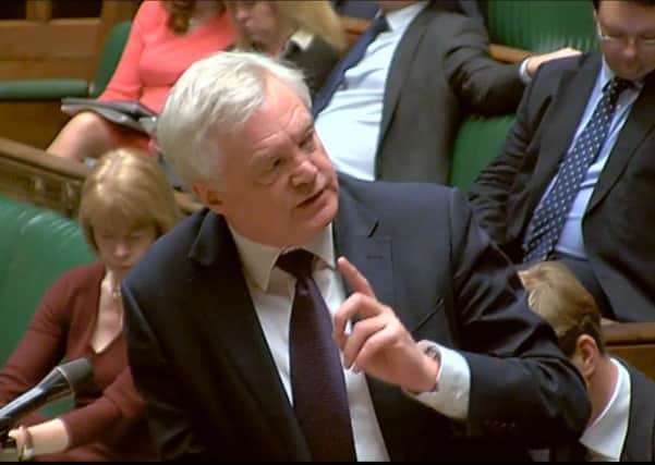 Brexit Secretary David Davis responds in the House of Commons, London to an urgent question on EU Exit negotiations. 
PRESS ASSOCIATION Photo. Picture date: Tuesday December 5, 2017. See PA story POLITICS Brexit. Photo credit should read: PA Wire