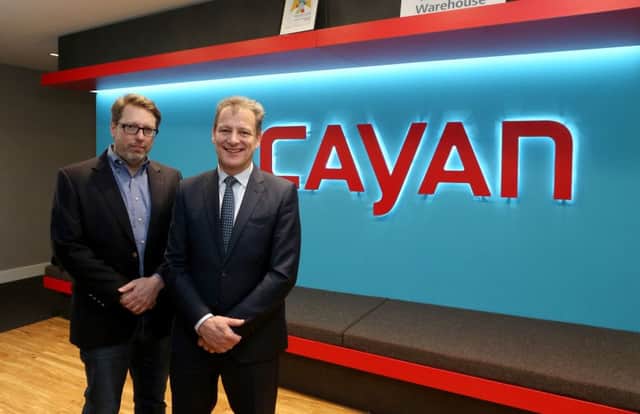 Cayan chief technology officer Paul Vienneau pictured at the Belfast centre  with Invest NI director Jeremy Fitch