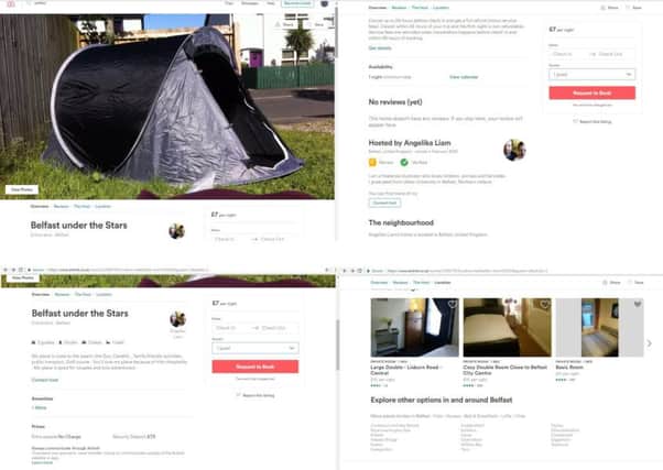 Image of Airbnb webpage, showing the tent for rent