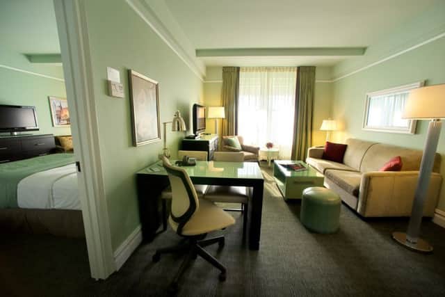 A one-bedroom suite at the Hotel Beacon offers luxury spacious accommodation.