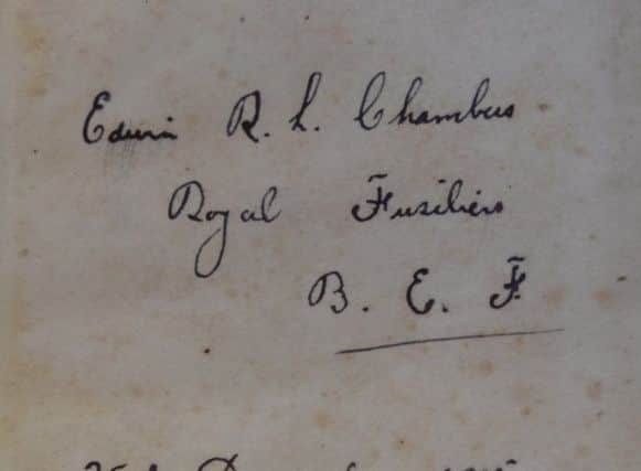 Edwin RL Chambers inscription inside the tiny pocket bible