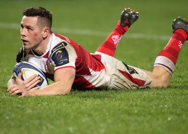 Ulster John Cooney scores a try against Harlequins