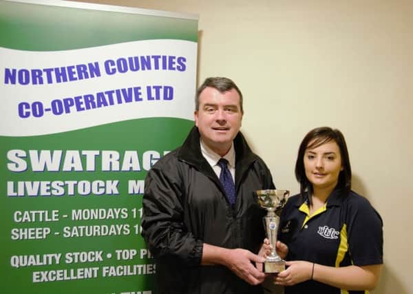 Paul Coyle, general manager, Northern Counties Co-operative Enterprises Ltd who are the sponsors of the YFCU ten pin bowling xompetition is pictured with Corrina Fleming, YFCU programmes co-ordinator