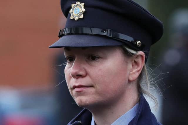 Garda Aisling Walsh leaving Cavan Court House during the inquest into the deaths of the Hawe family last year