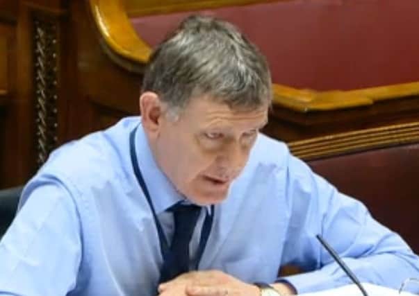 Dr Andrew McCormick at a Stormont committee earlier this year