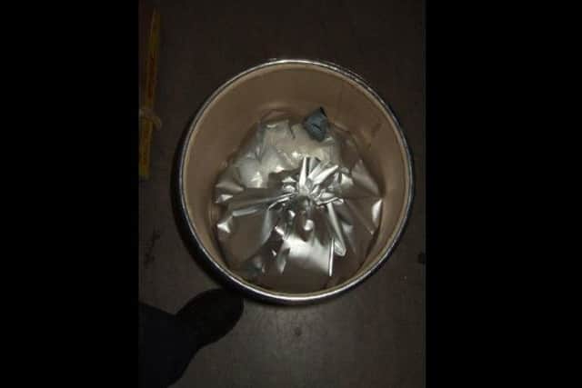 'Psychoactive substance' inside barrel - photo submitted by the PSNI