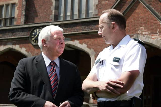 Lord Chris Patten in 2007 with the then PSNI Chief Constable Hugh Orde. Lord Patten delivered a lecture to an audience at Queen's University which reflected on the changes in policing since the publication of his report in 1999. Picture: Diane Magill