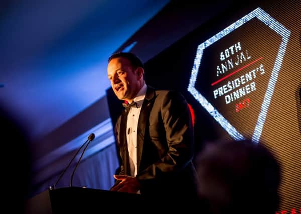 Taoiseach Leo Varadkar TD speaking to the Chamber of Commerce in the city of Londonderry in 2017