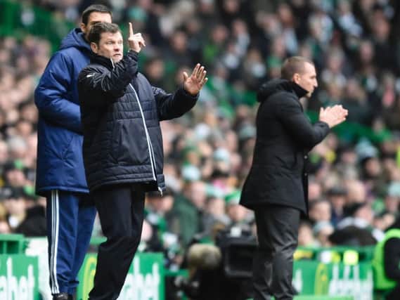 Rangers manager Graeme Murty shouts instructions from the sideline during the Old Firm derby