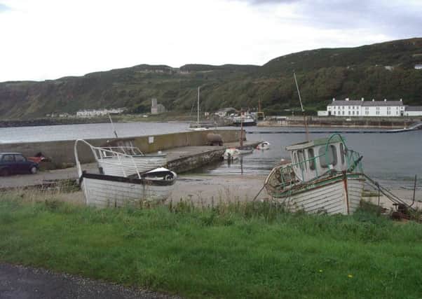 Storm bound for three weeks in 1938 - Rathlin Island harbour today