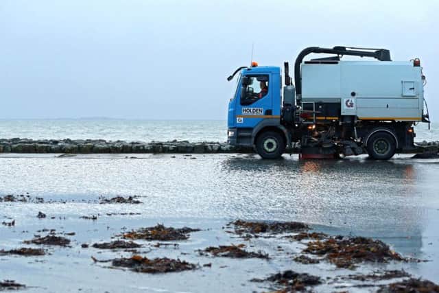 Storm Eleanor - the clean up begins on Salthill Promenade, Galway,