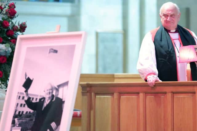 Right Reverend The Lord Eames pictured at the Memorial Service to celebrate and give thanks for the life of Sir William Hastings in St Anne's Cathedral, Belfast.  Photo by Kelvin Boyes / Press Eye