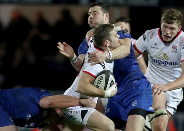 Darren Cave for Ulster during defeat in Dublin against Leinster. Pic by INPHO.