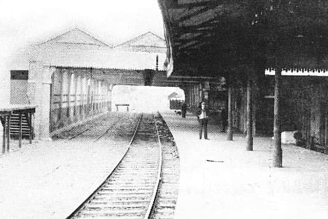 Station master Jim Taylor at Downpatrick station in the late 1940s