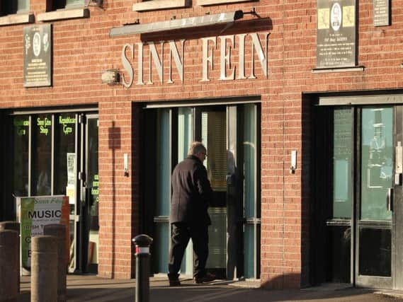 West Tyrone MP Barry McElduff arriving at Sinn Fein's headquarters on the Falls Road in Belfast ahead of a meeting with party officials.