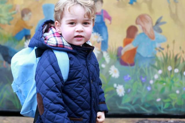 Prince George on his first day at the Westacre Montessori nursery school near Sandringham in Norfolk
